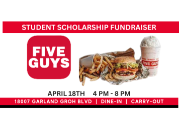 scholarship fundraiser April 18th Five Guys